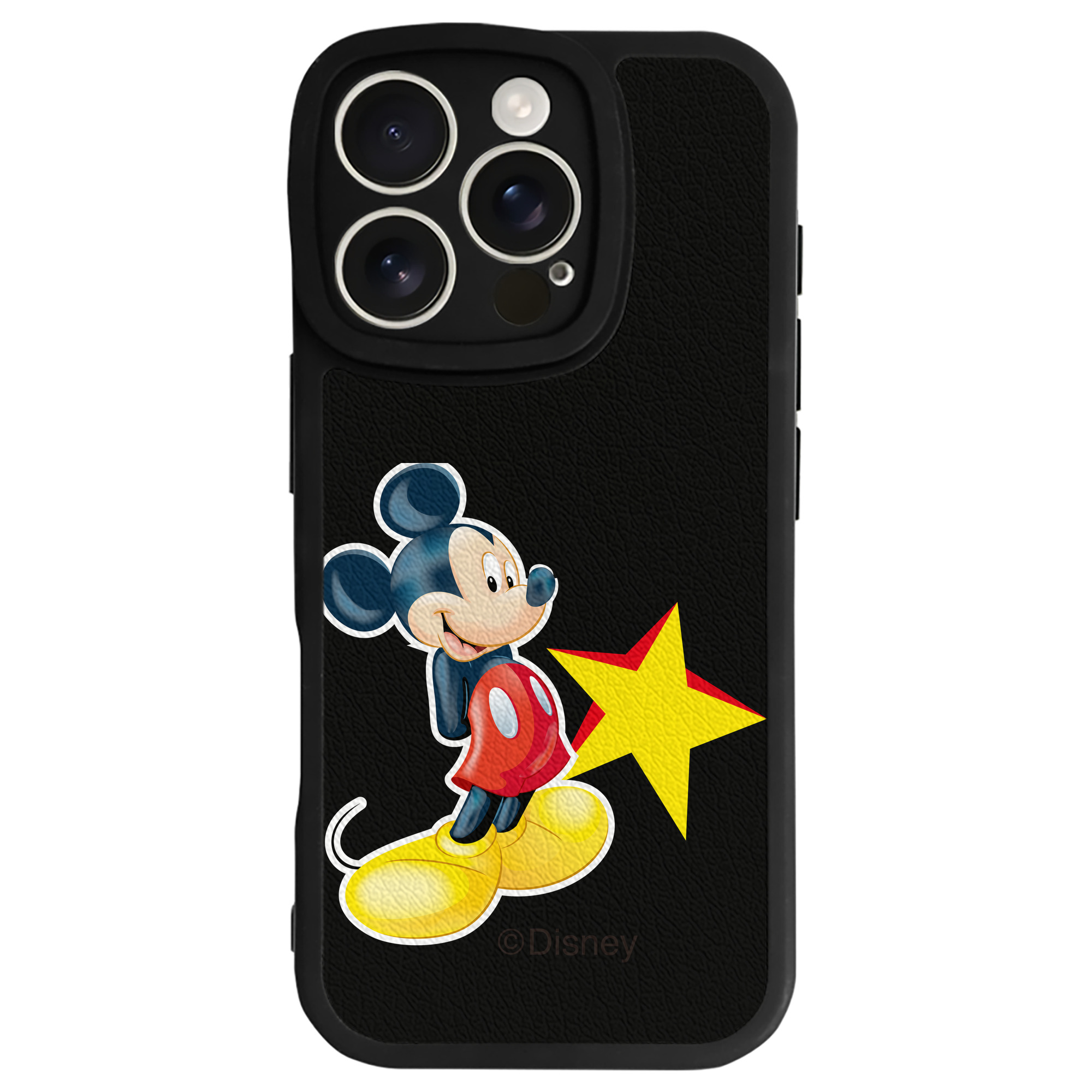 （画像用） ミッキーマウス Mickey Mouse 【iPhone 16シリーズ対応】シリコンスマホケース（レザー調） 材質：シリコン